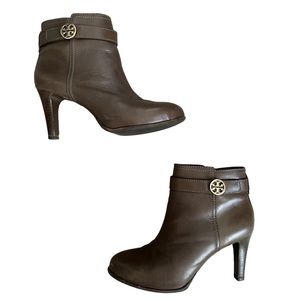Tory Burch Brown Bristol Ankle Boots Leather Booties 85mm